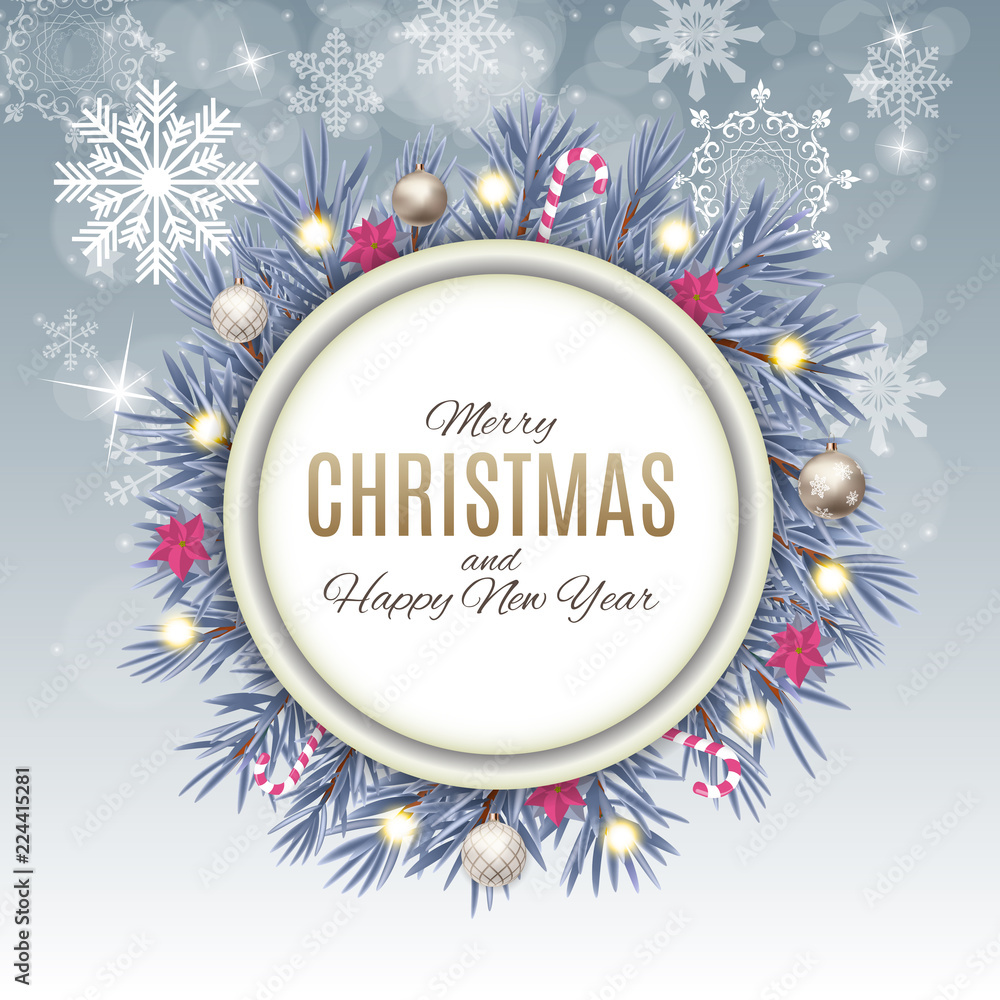 Merry Christmas and New Year Background. Vector Illustration