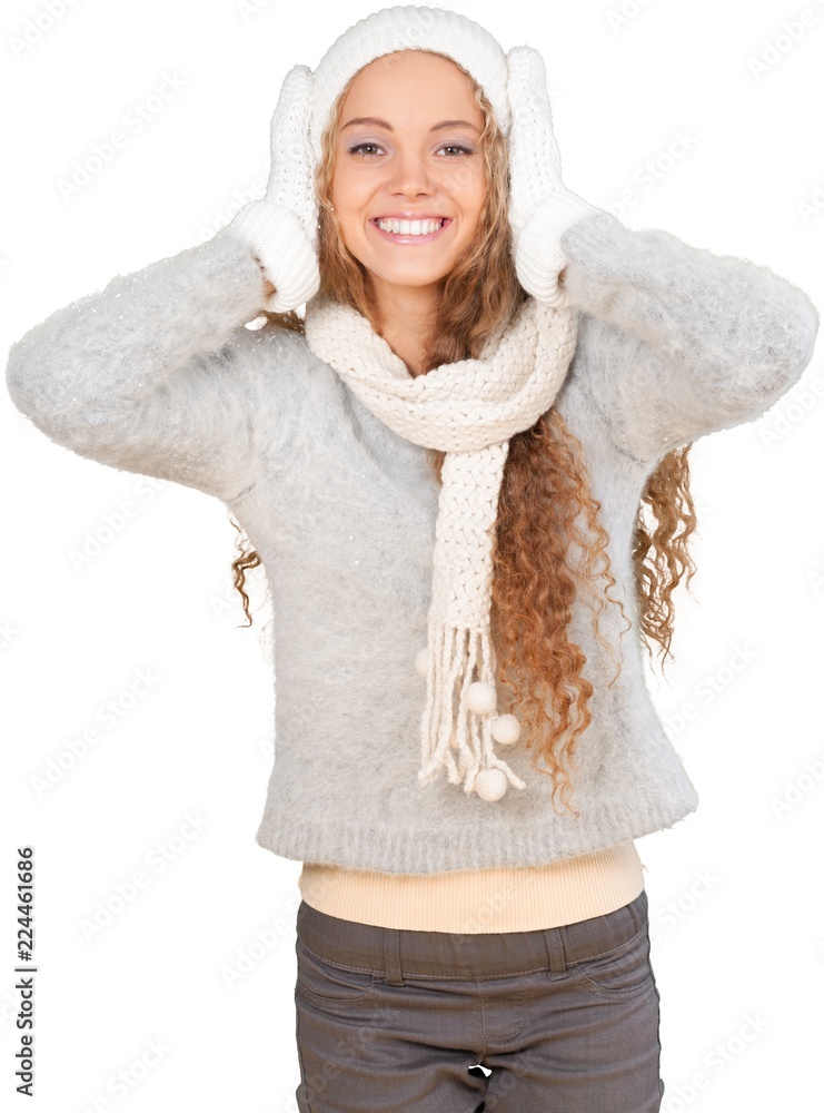 Young Woman In Winter Clothes - Isolated