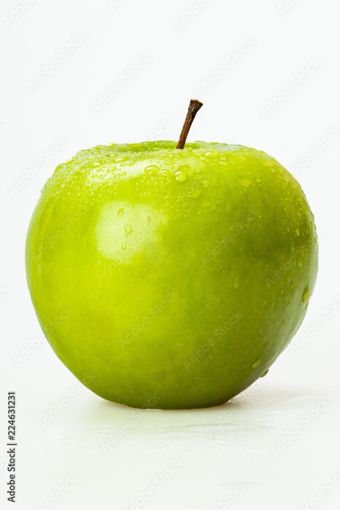 Green Apple With Water Drops