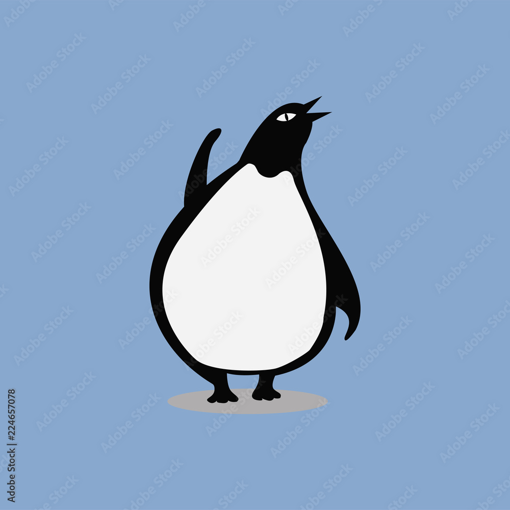 Cute wild penguin cartoon illustration