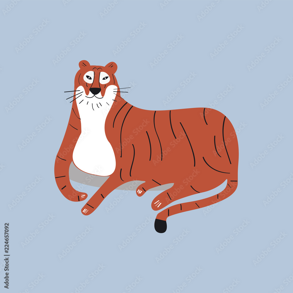 Cute wild tiger cartoon illustration