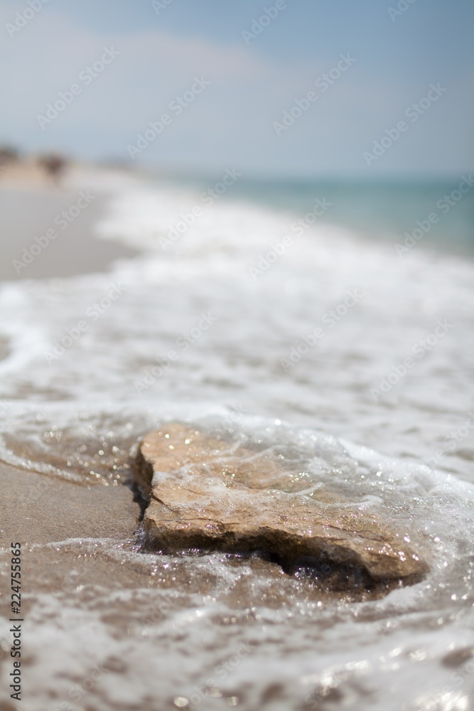 海滩上的海浪特写