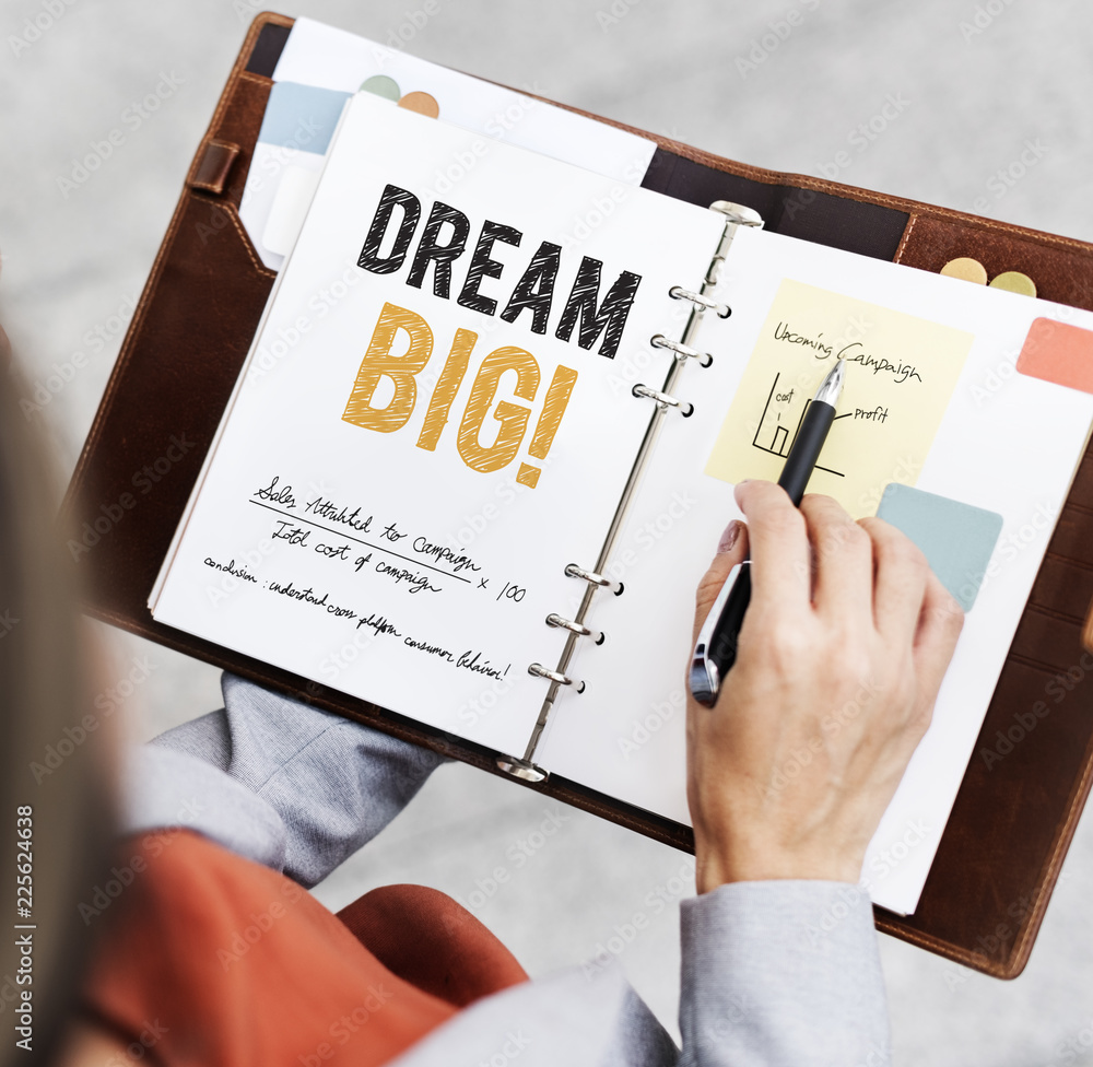 Dream big concept on a notebook