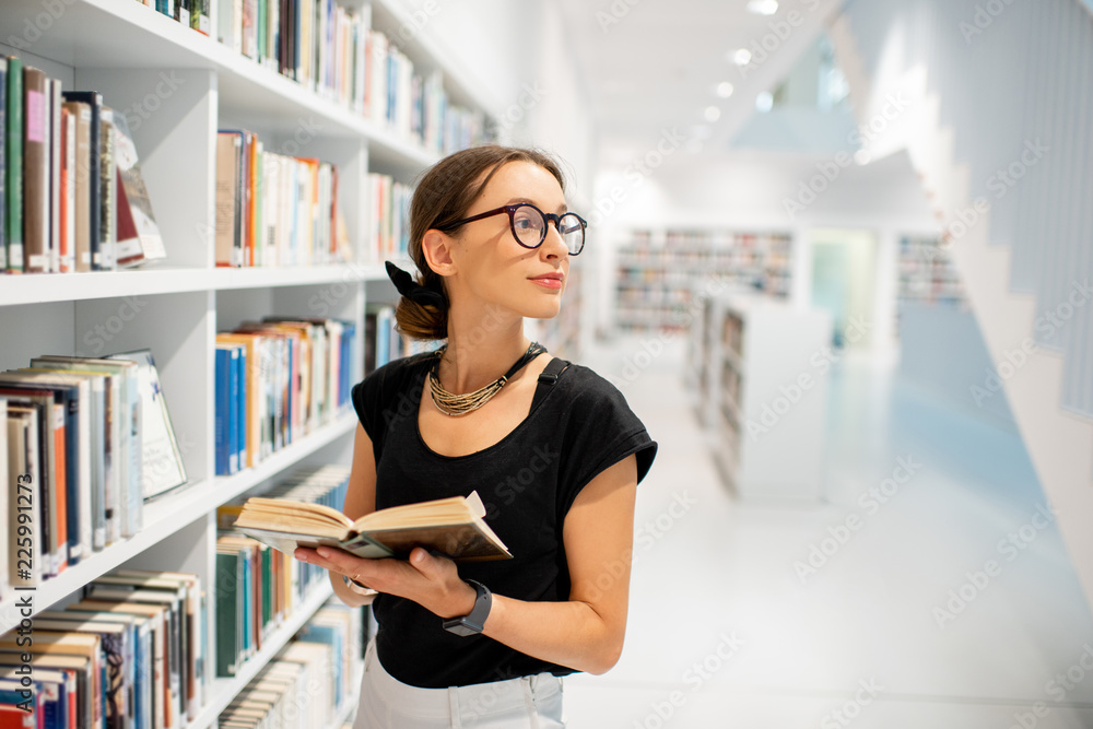 Woman at the library