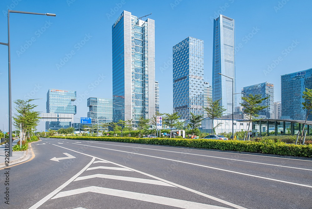 深圳南山区后海CBD综合体和空路/深圳城市景观