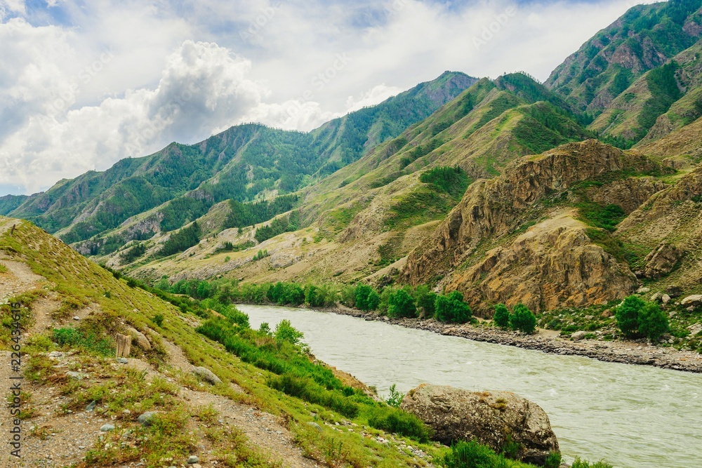 Mountains and mountain river