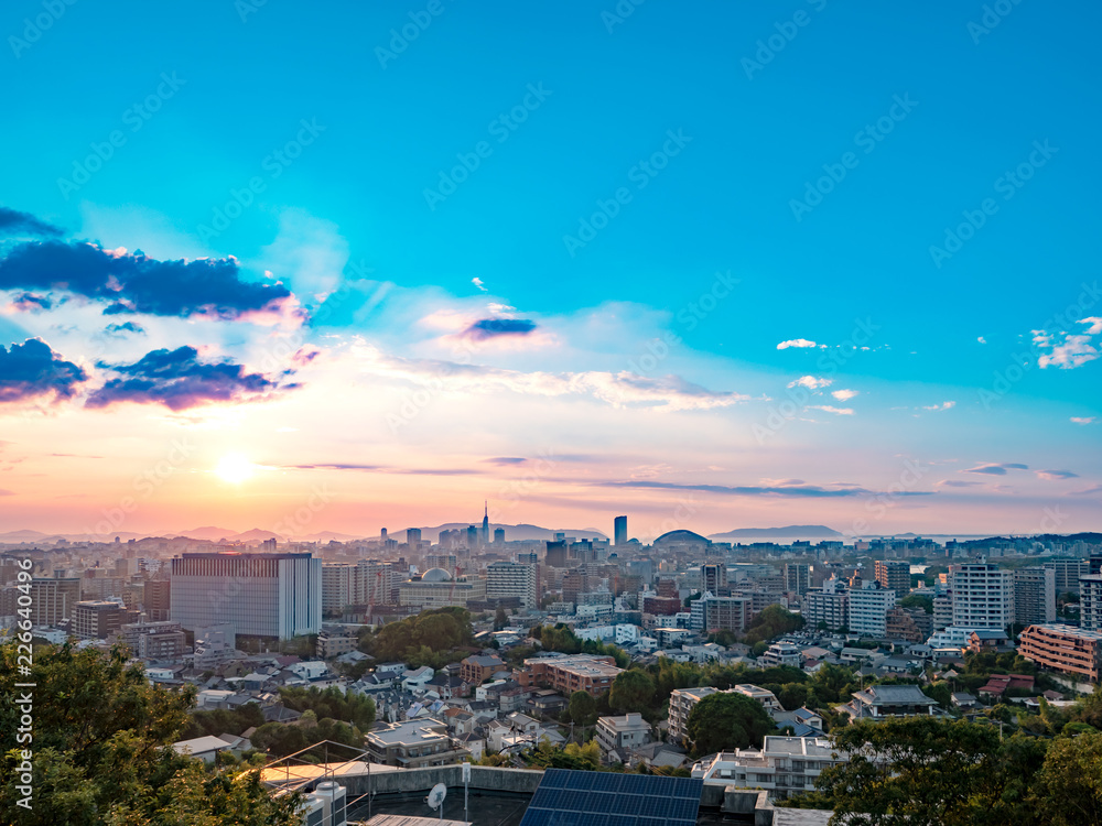 都市風景　福岡市　夕景