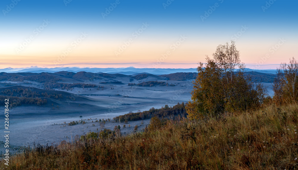 early morning in a mountains