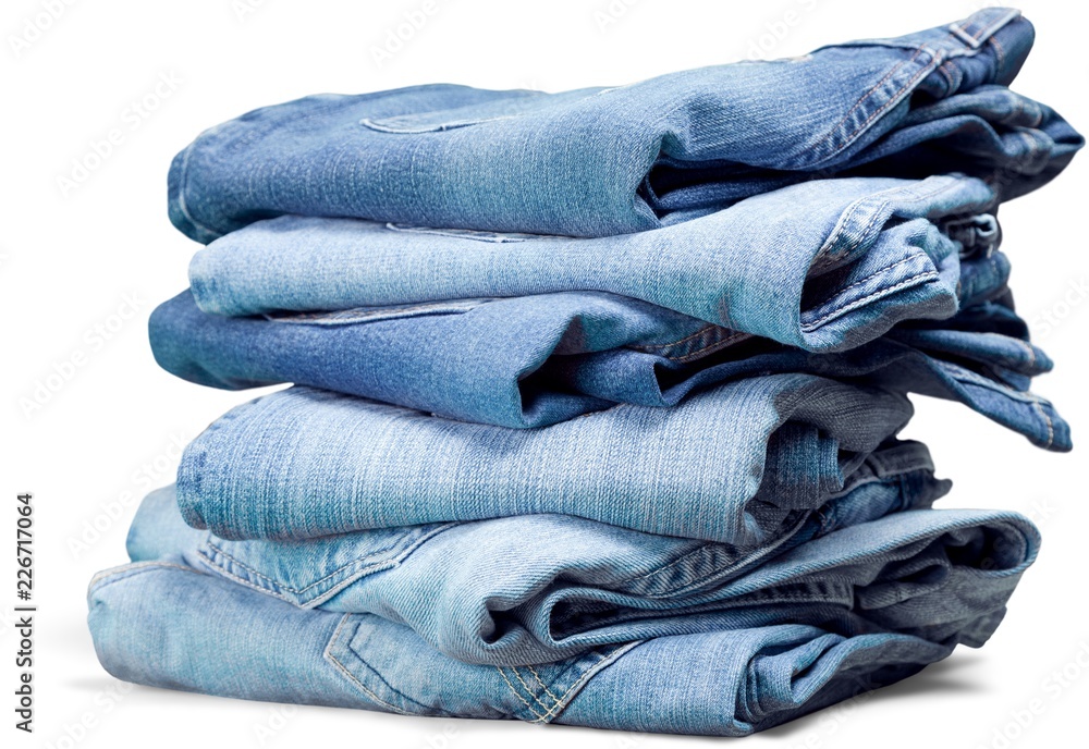 folded denim jeans