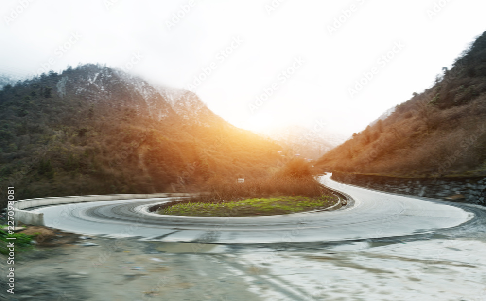 empty road with mountain