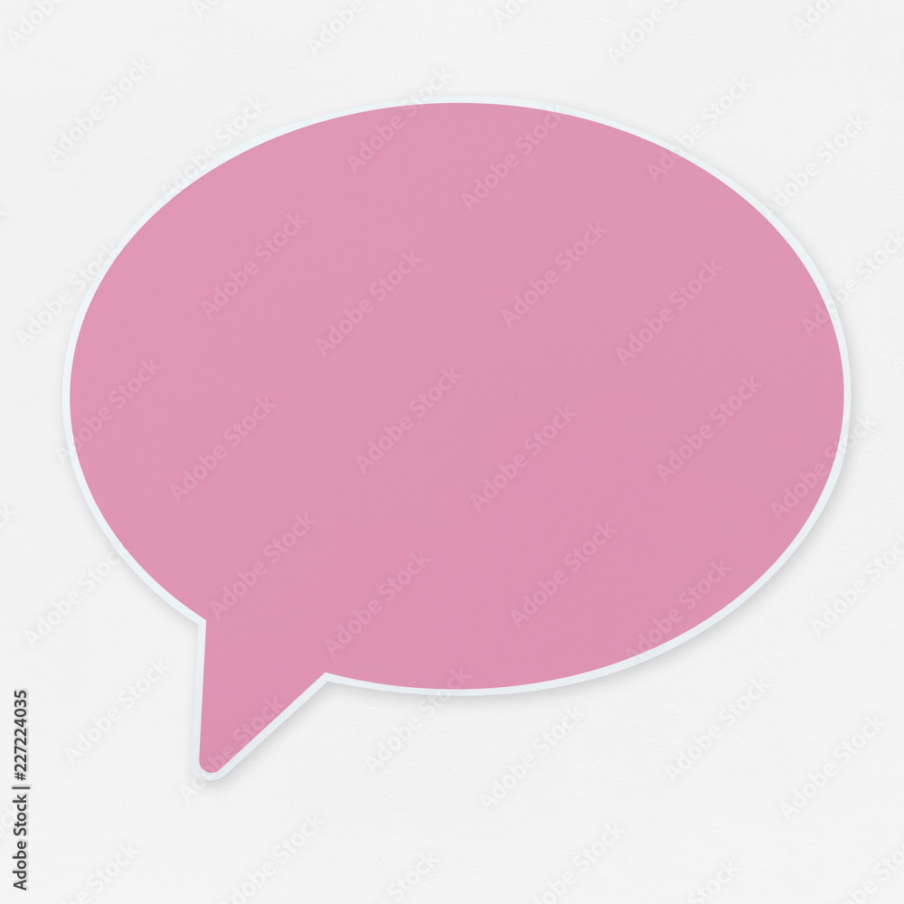 Pink speech bubble icon isolated