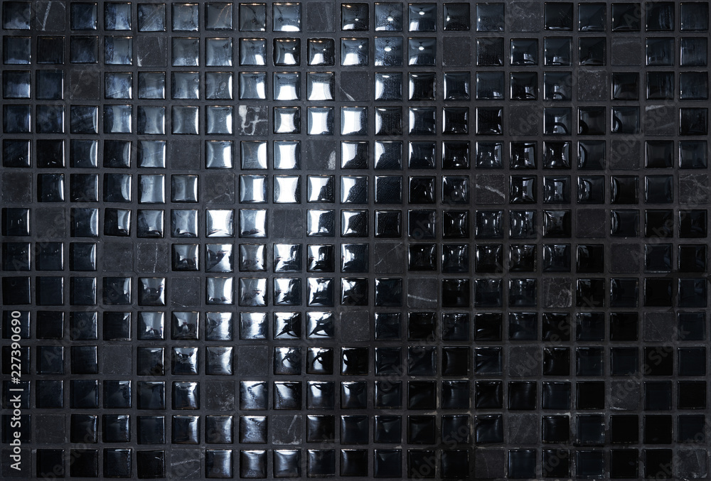 Black stone and shiny mosaic wall background