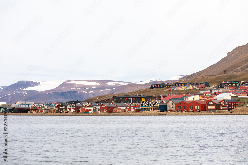 Colorful houses of Longyearbyen town in Svalbard.