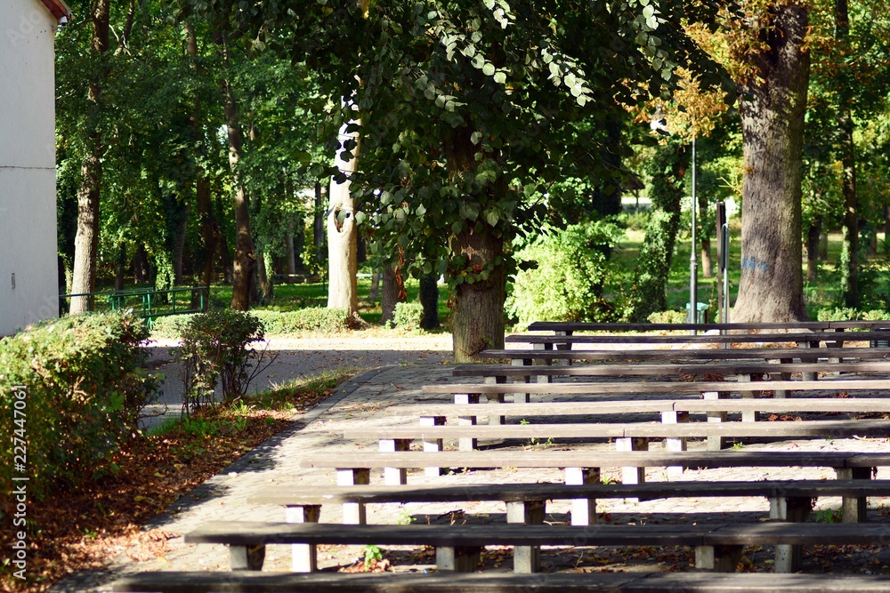 Beautiful park in the medieval city