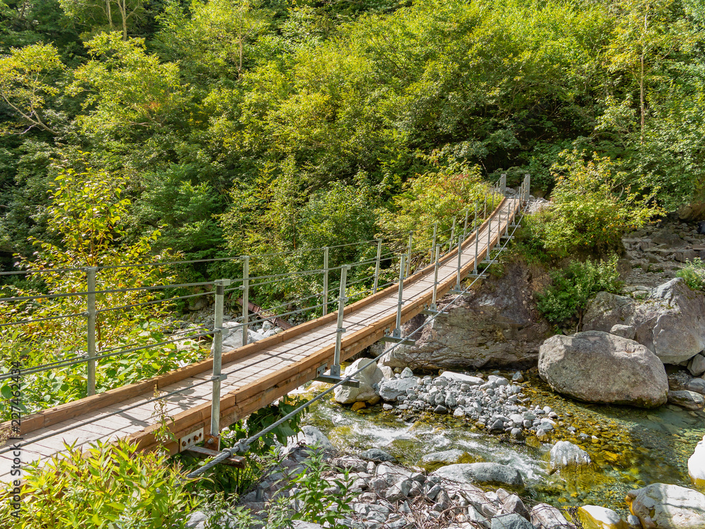 登山道の吊り橋