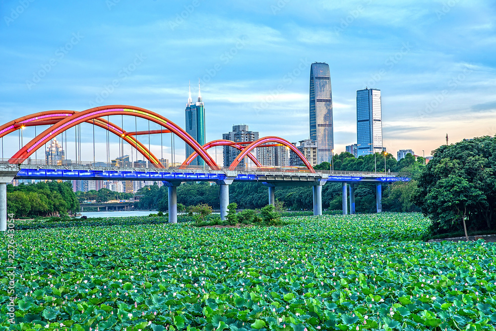 深圳洪湖公园/深圳夏季彩虹桥