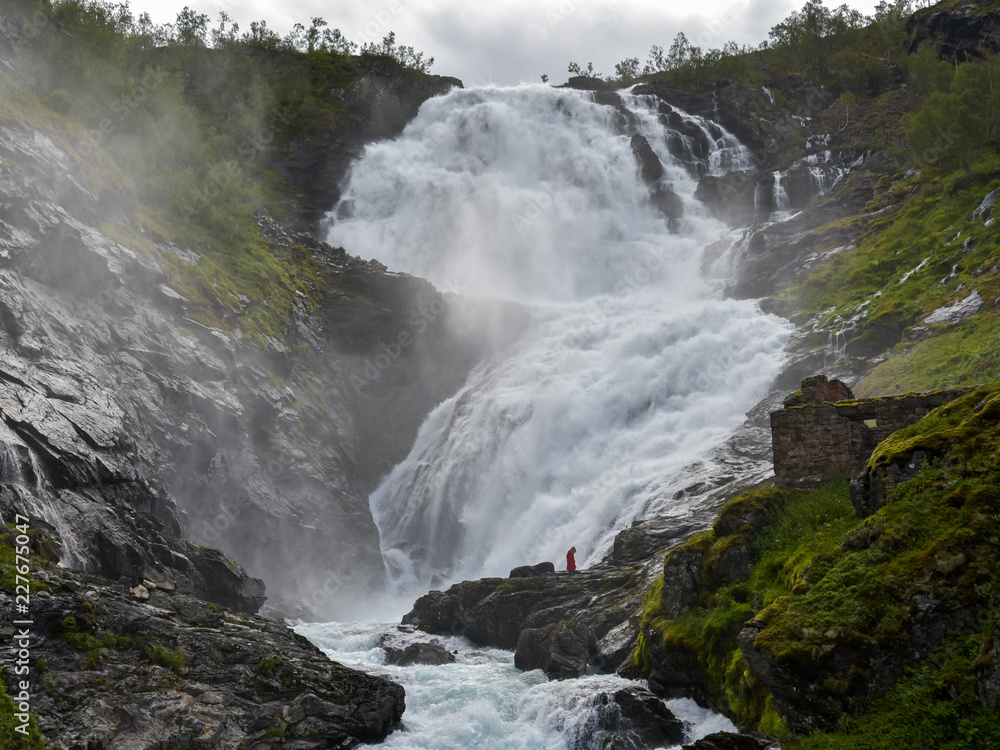 Kjosfossen瀑布-Aurland，Sogn og Fjordane郡，挪威