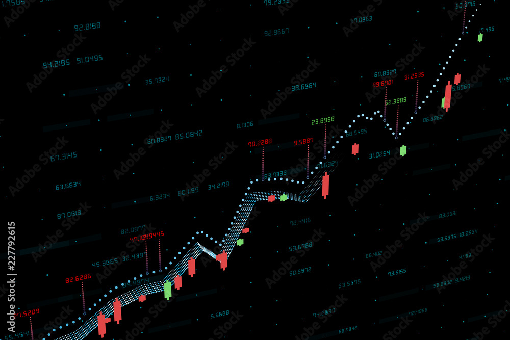 3d rendering, Stock chart with black background