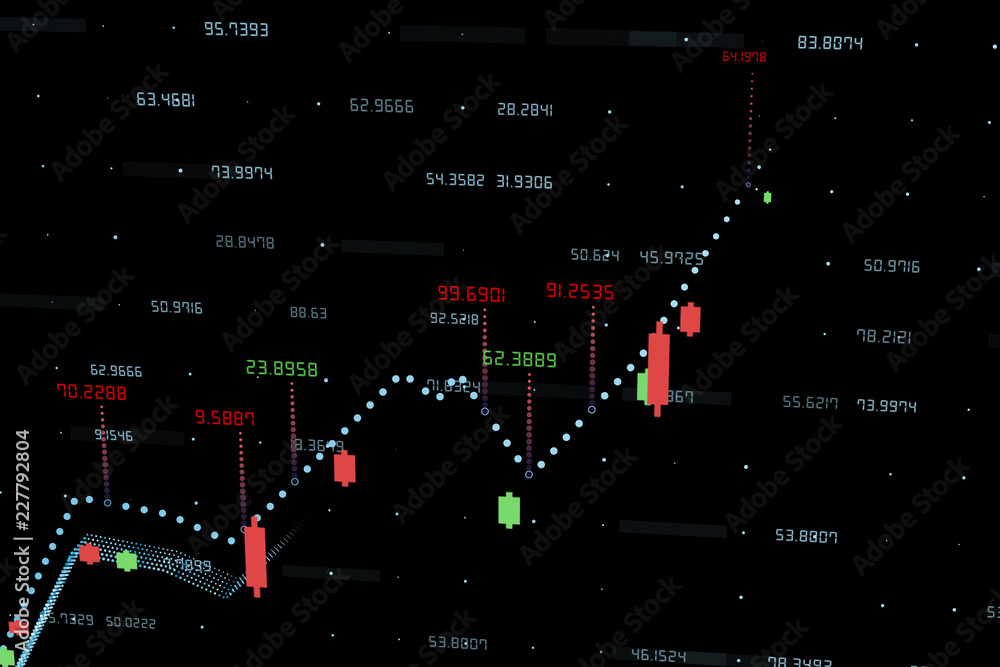 3d rendering, Stock chart with black background