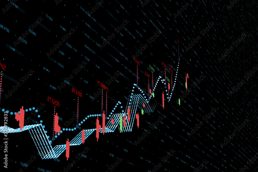 3d rendering, Stock chart with black background