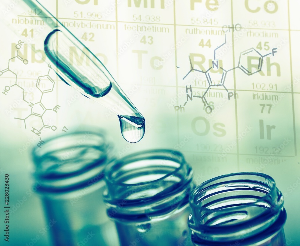 Science laboratory test tube and pipet with