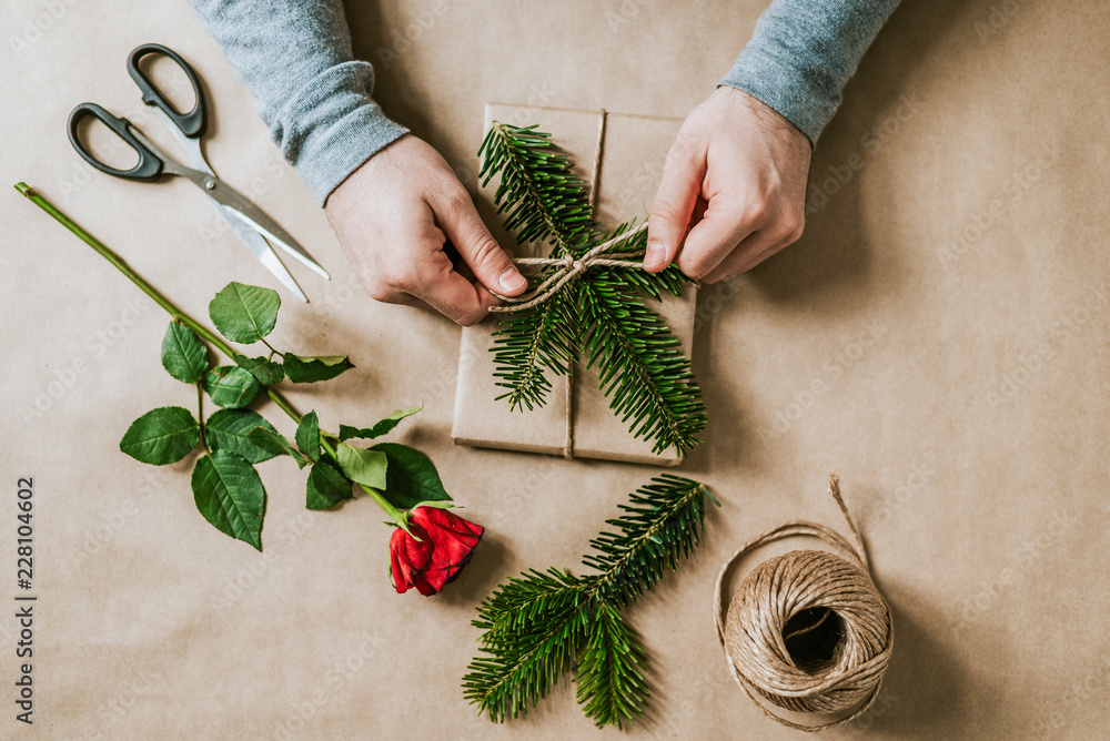 Gift wrapping in eco style.