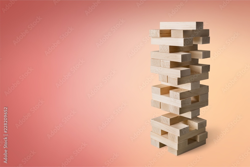 Wooden cubes game on table