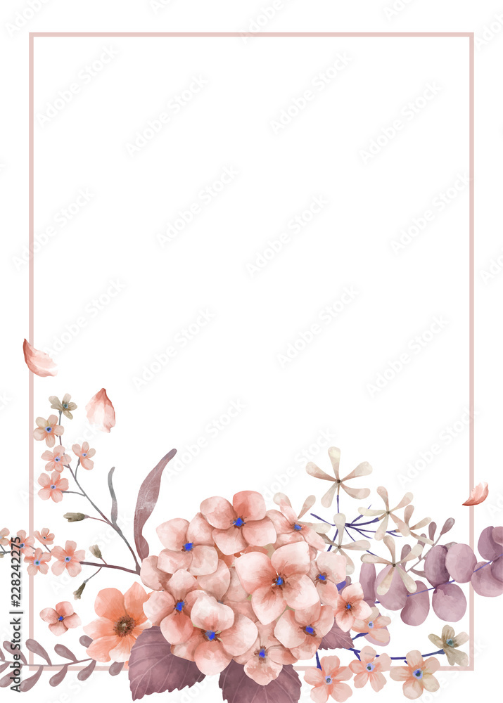 Greetings card with pink and floral theme