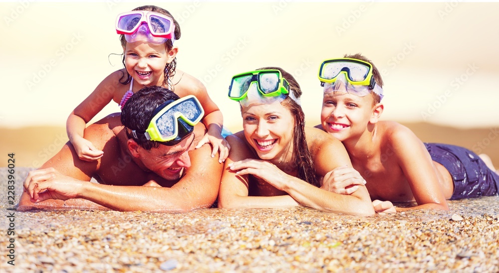 Beautiful Lovely family at sandy beach