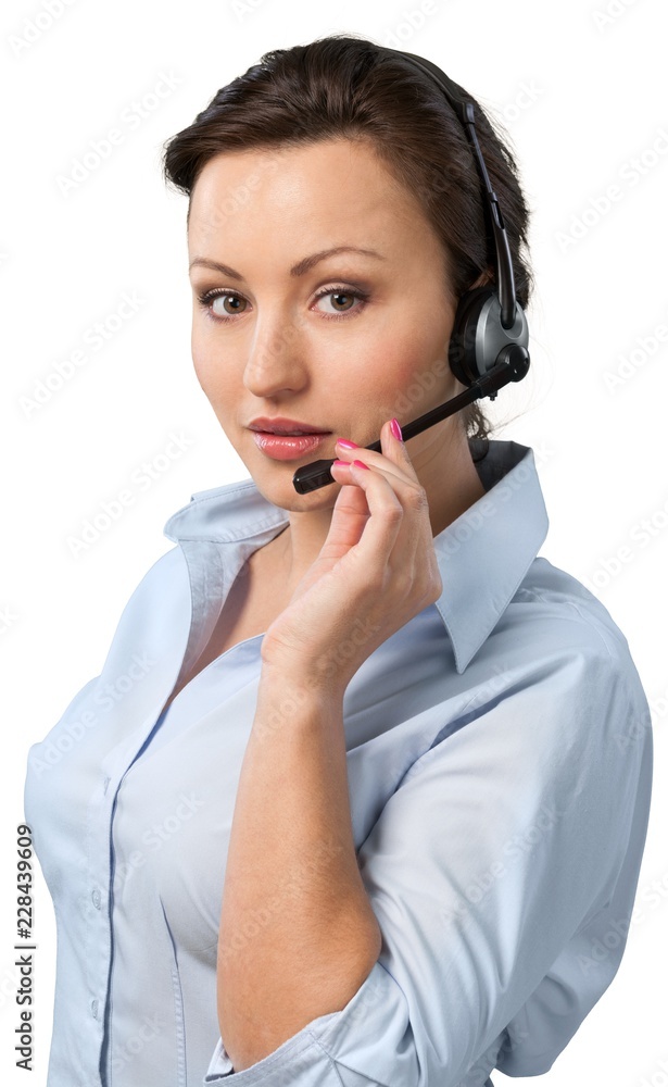 Call center operator business woman, Isolated