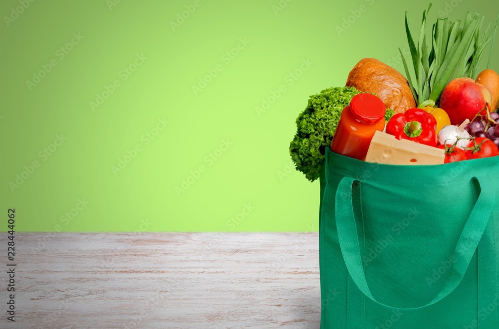 Full shopping  bag, isolated over  background