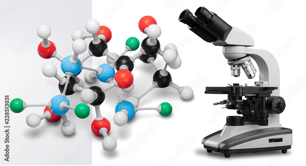 白色显微镜化学分子模型