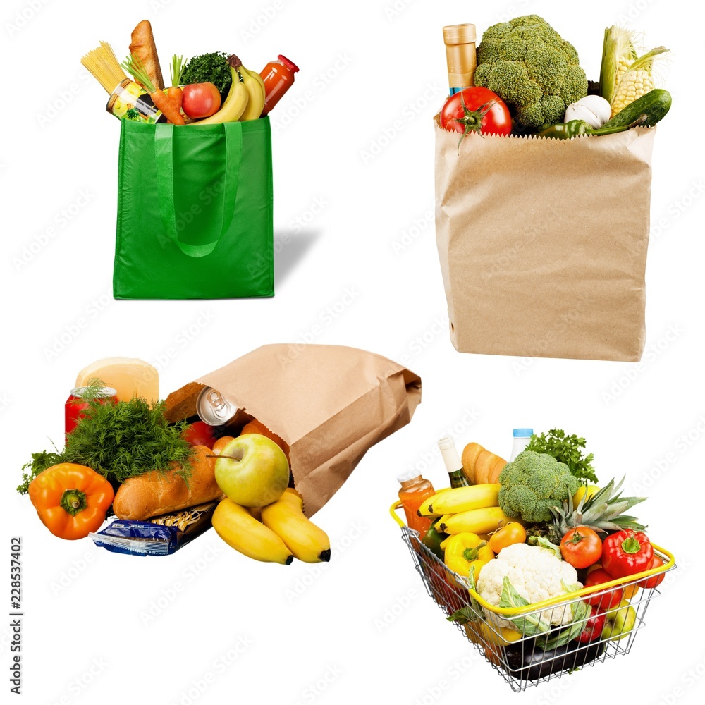 Full shopping  bag, isolated over background