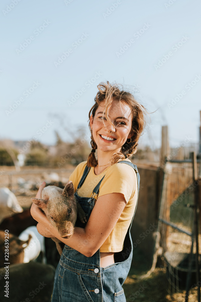 Farmer taking care of animals