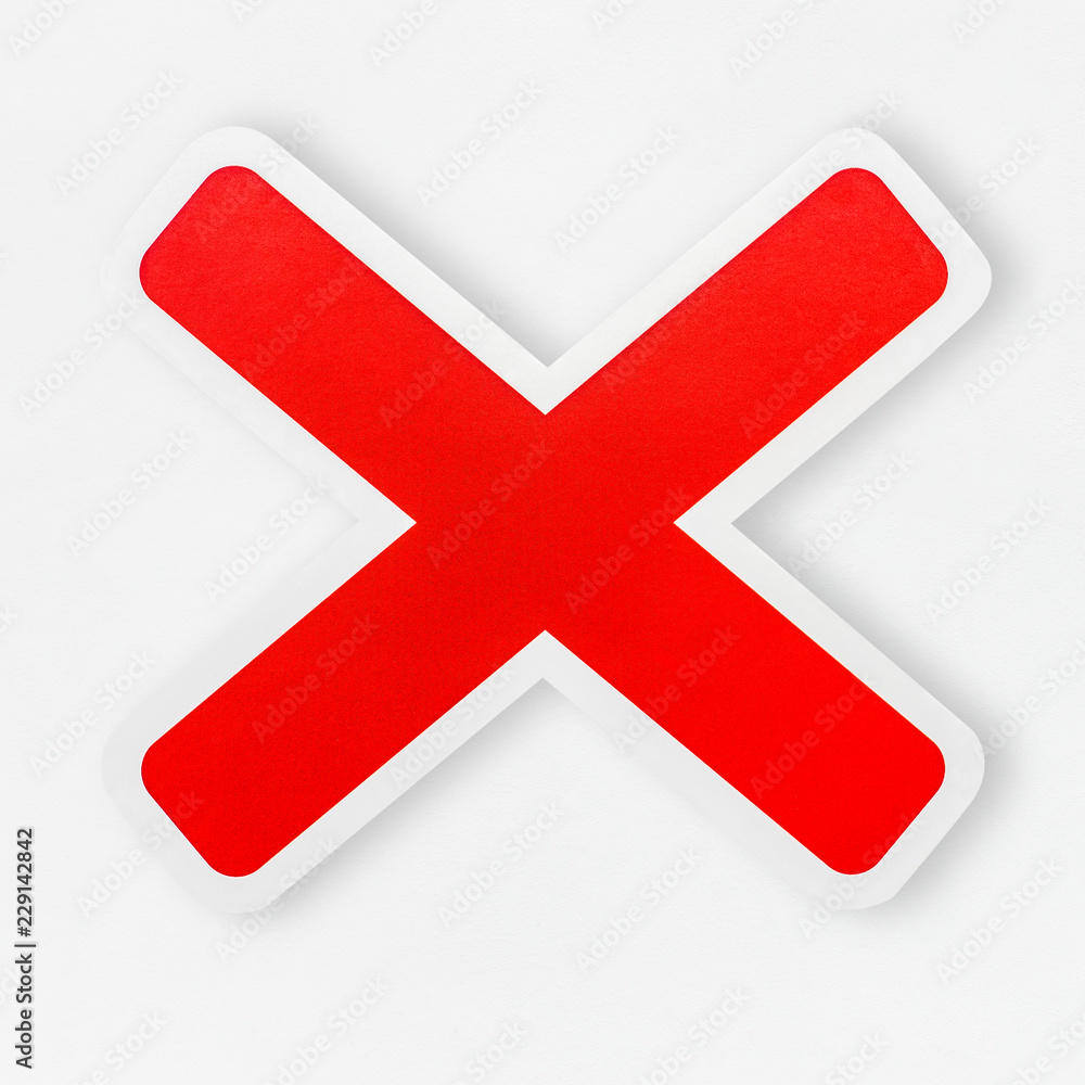 Red wrong cross icon isolated