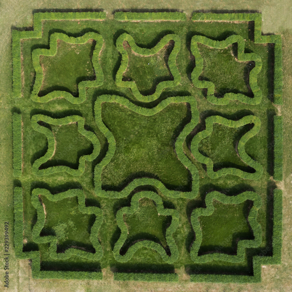 Aerial view of Green maze garden