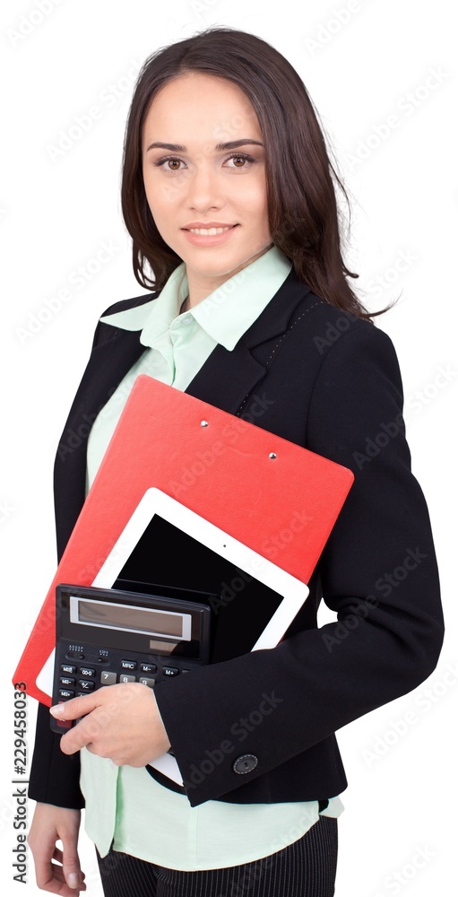 Businesswoman with Clipboard - Isolated