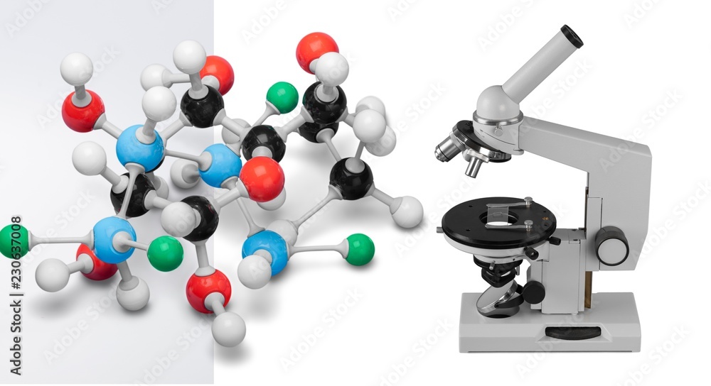 白色显微镜化学分子模型