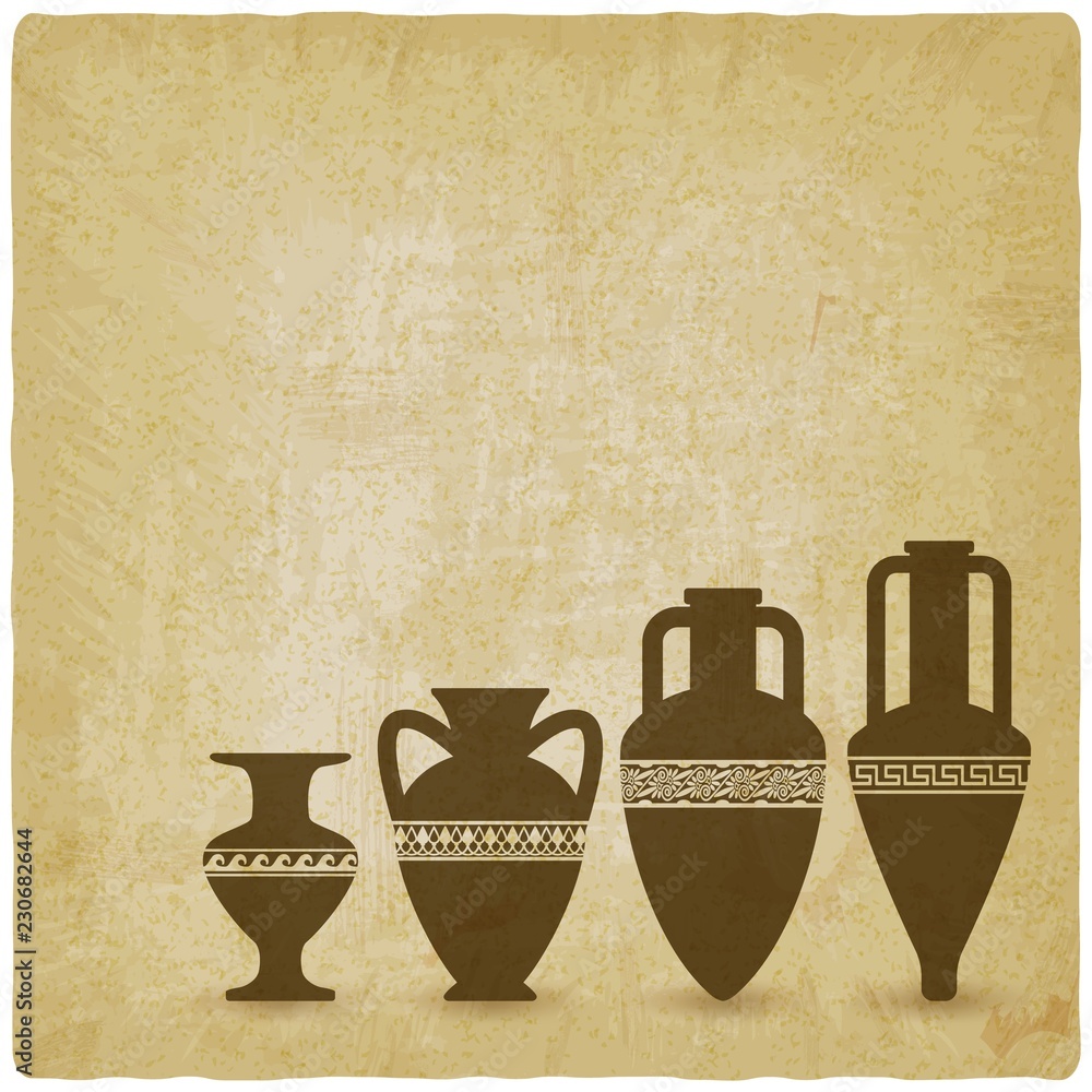 Vintage background with ancient Greek vases