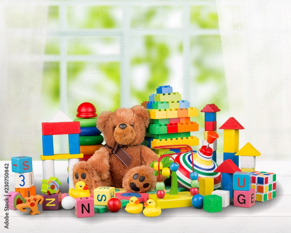 Toys collection isolated on  background