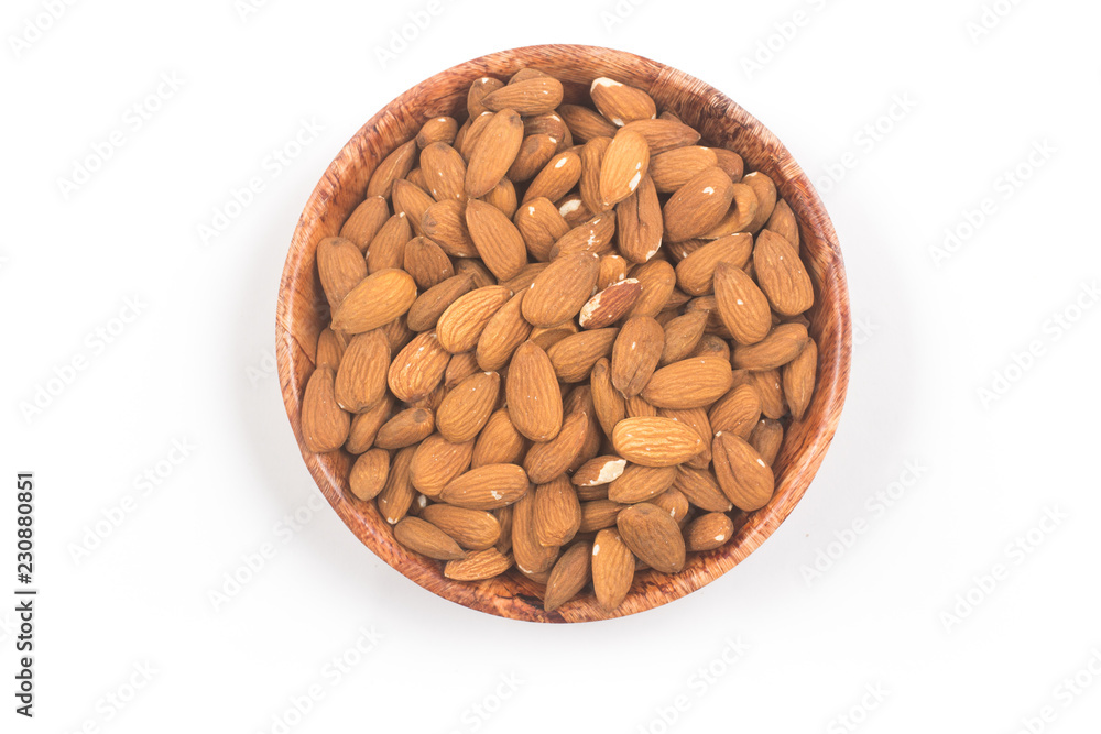 Raw Almonds peeled in a bowl