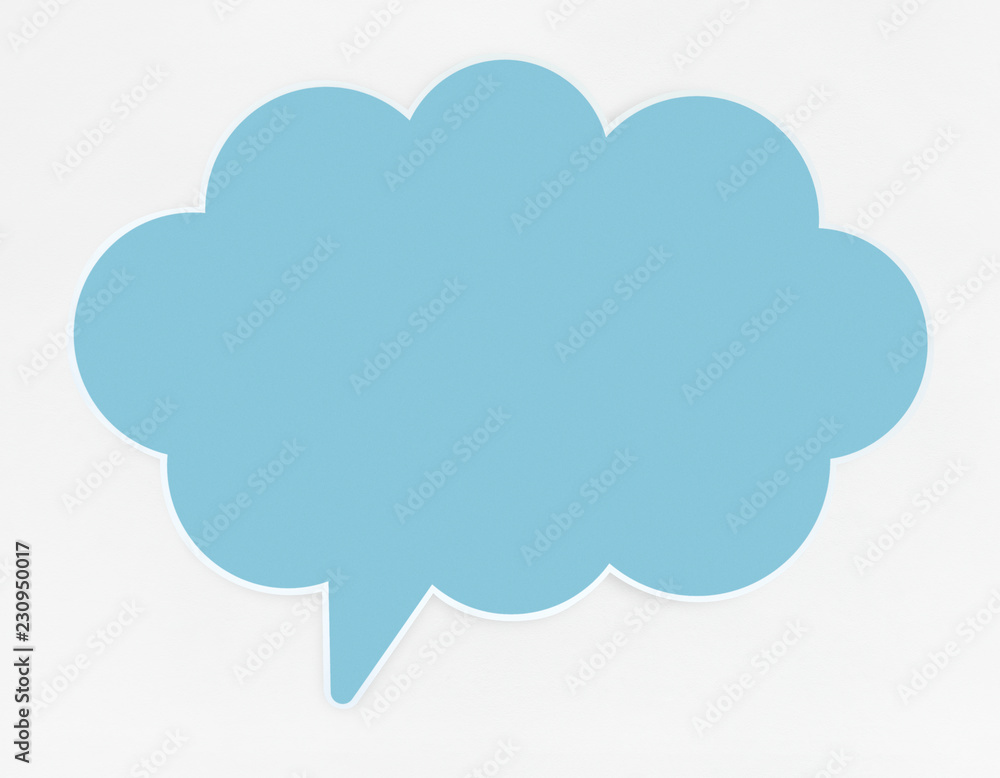 Blue speech bubble icon isolated