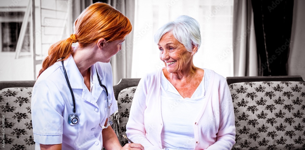 Doctor consulting with senior woman 