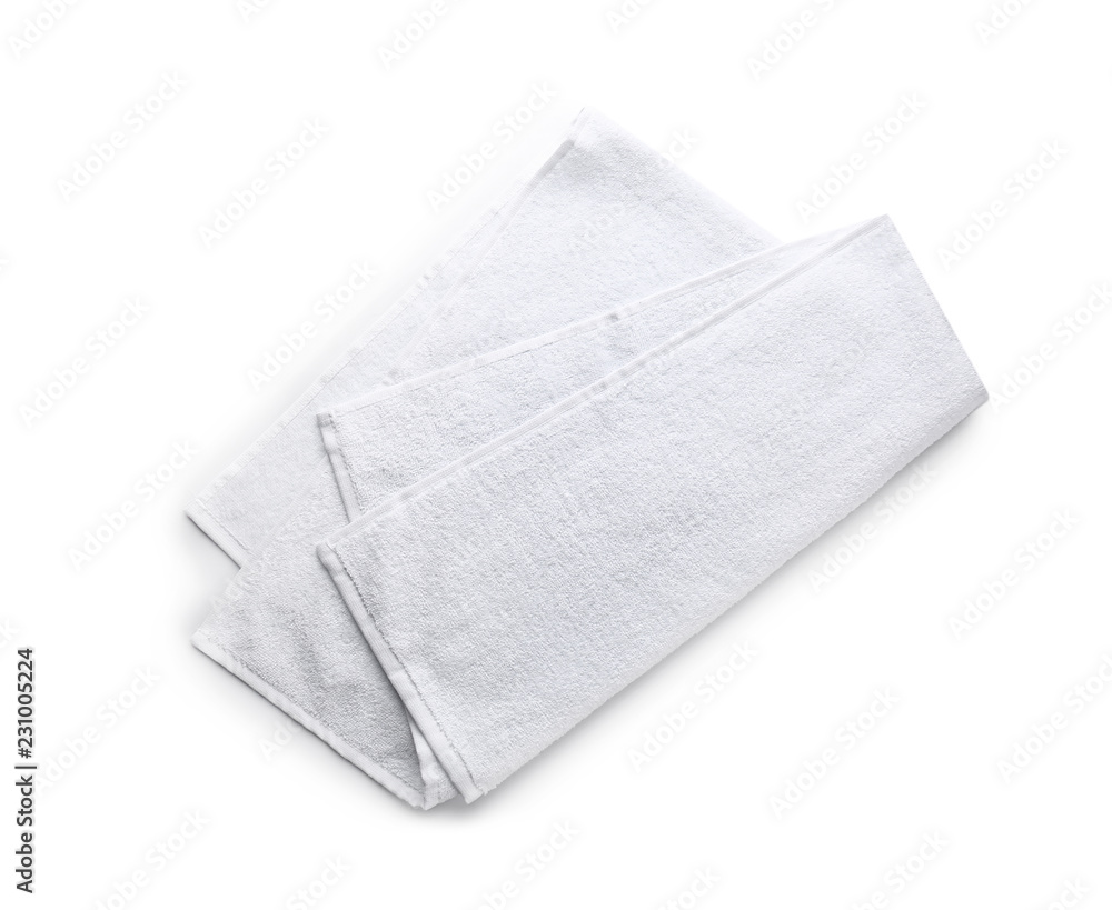 Clean soft towel on white background