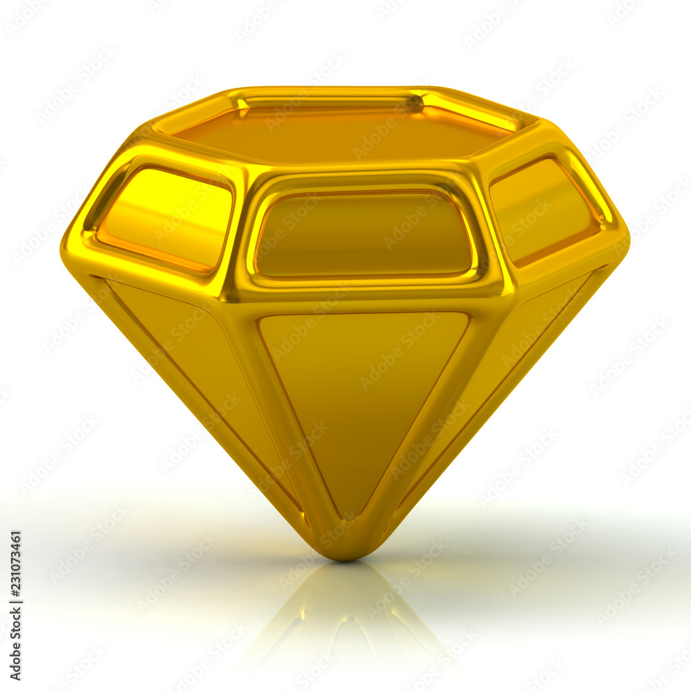 Golden gem icon 3d illustration on white background