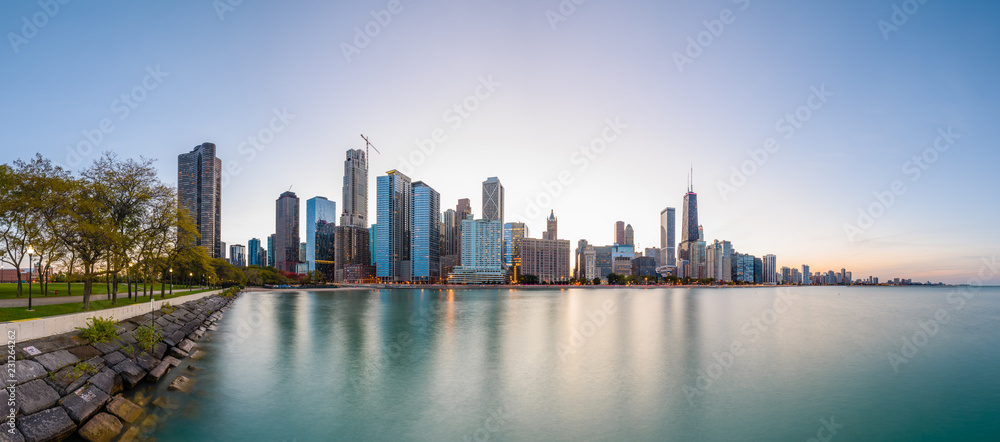 美国伊利诺伊州芝加哥市Lake Skyline