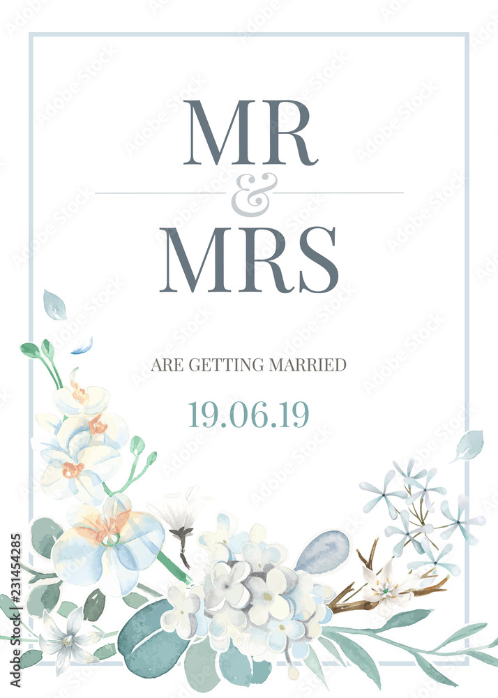 Invitation card with a light blue theme