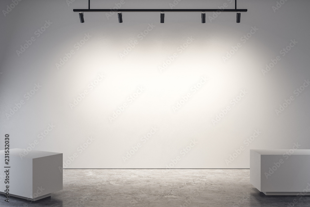 Modern gallery with empty poster