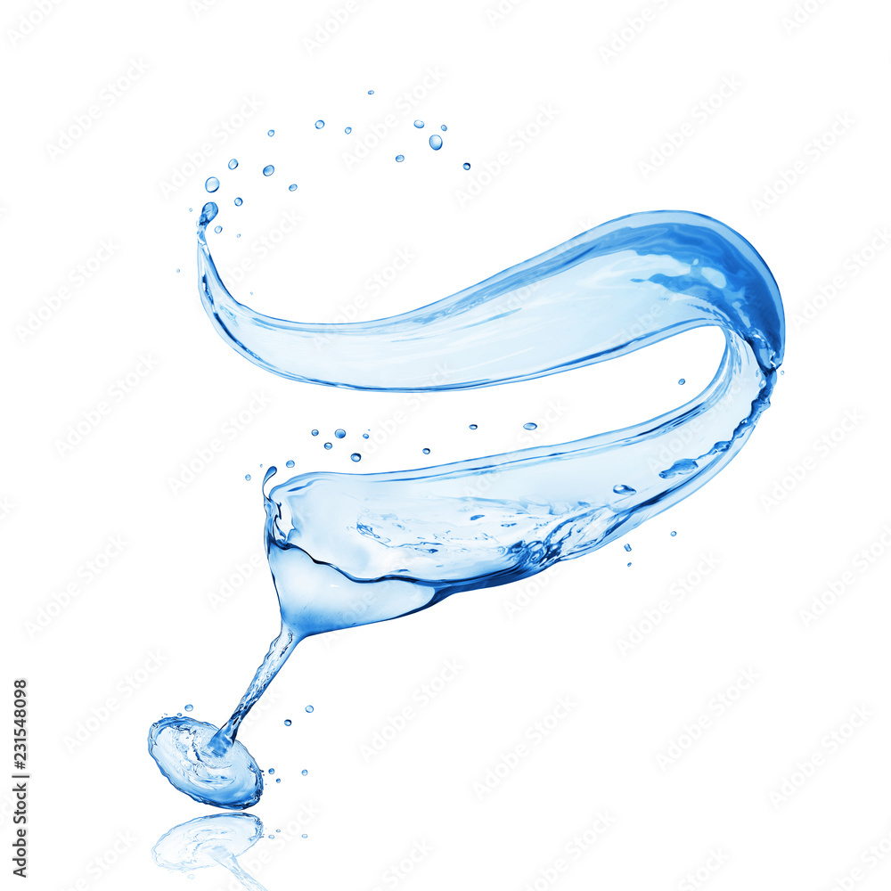 Wineglass made of water splashes. Conceptual image on white background