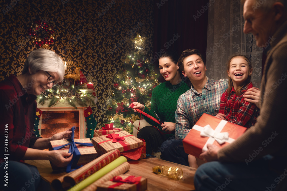 family preparing for Christmas